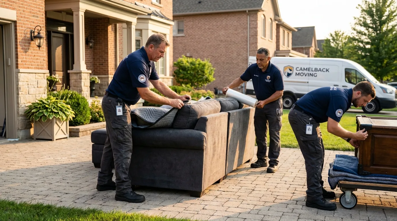 Large estate moving crew wrapping furniture in Farmington, NM