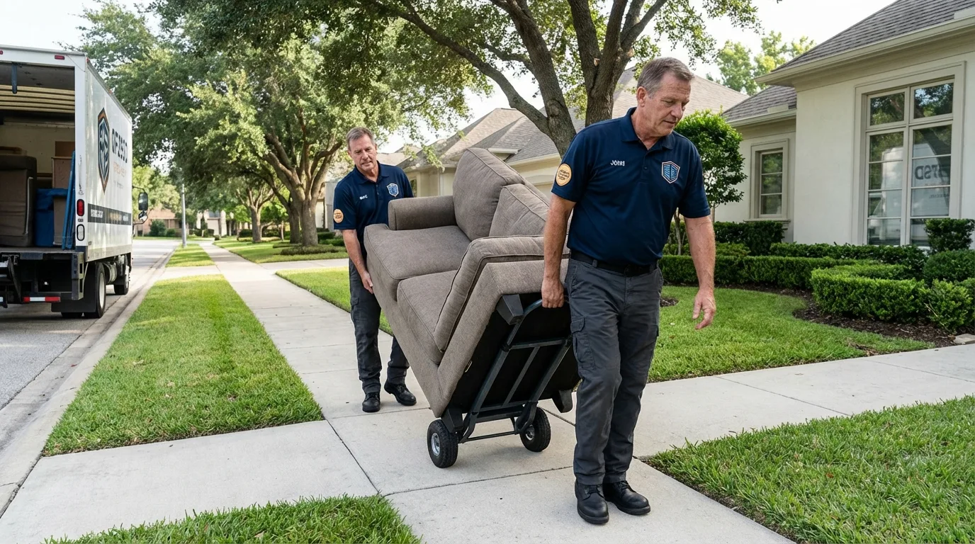 Local residential moving crew loading furniture in Farmington, NM